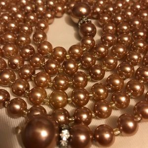 Open Ended Rose Gold Pearl Necklace
